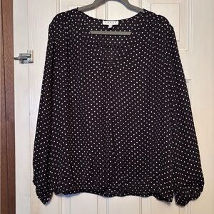 Chaus Black and White Polka Dot Blouse